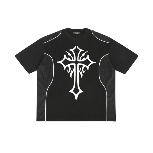 Tribal Cross Piped Panel T-Shirt