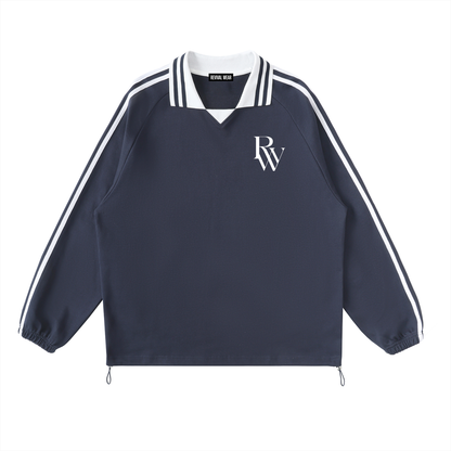 STRIPED COLLAR SWEATSHIRT